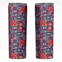 Red Samoa Manuia Le Kerisimasi Skinny Tumbler Pacific Patchwork Xmas Vibes LT9 Red - Polynesian Pride