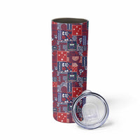 Red Samoa Manuia Le Kerisimasi Skinny Tumbler Pacific Patchwork Xmas Vibes LT9 - Polynesian Pride