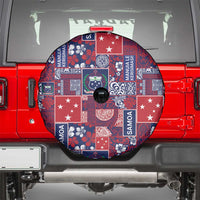 Red Samoa Manuia Le Kerisimasi Spare Tire Cover Pacific Patchwork Xmas Vibes LT9 - Polynesian Pride
