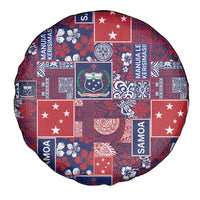 Red Samoa Manuia Le Kerisimasi Spare Tire Cover Pacific Patchwork Xmas Vibes LT9 - Polynesian Pride