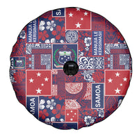 Red Samoa Manuia Le Kerisimasi Spare Tire Cover Pacific Patchwork Xmas Vibes LT9 - Polynesian Pride