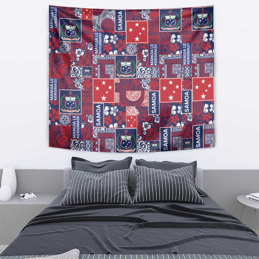 Red Samoa Manuia Le Kerisimasi Tapestry Pacific Patchwork Xmas Vibes LT9 - Polynesian Pride