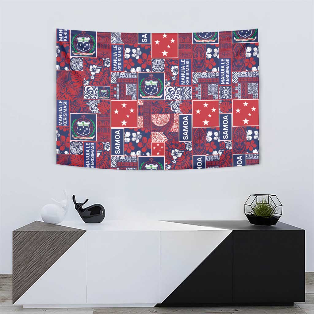Red Samoa Manuia Le Kerisimasi Tapestry Pacific Patchwork Xmas Vibes LT9 - Polynesian Pride