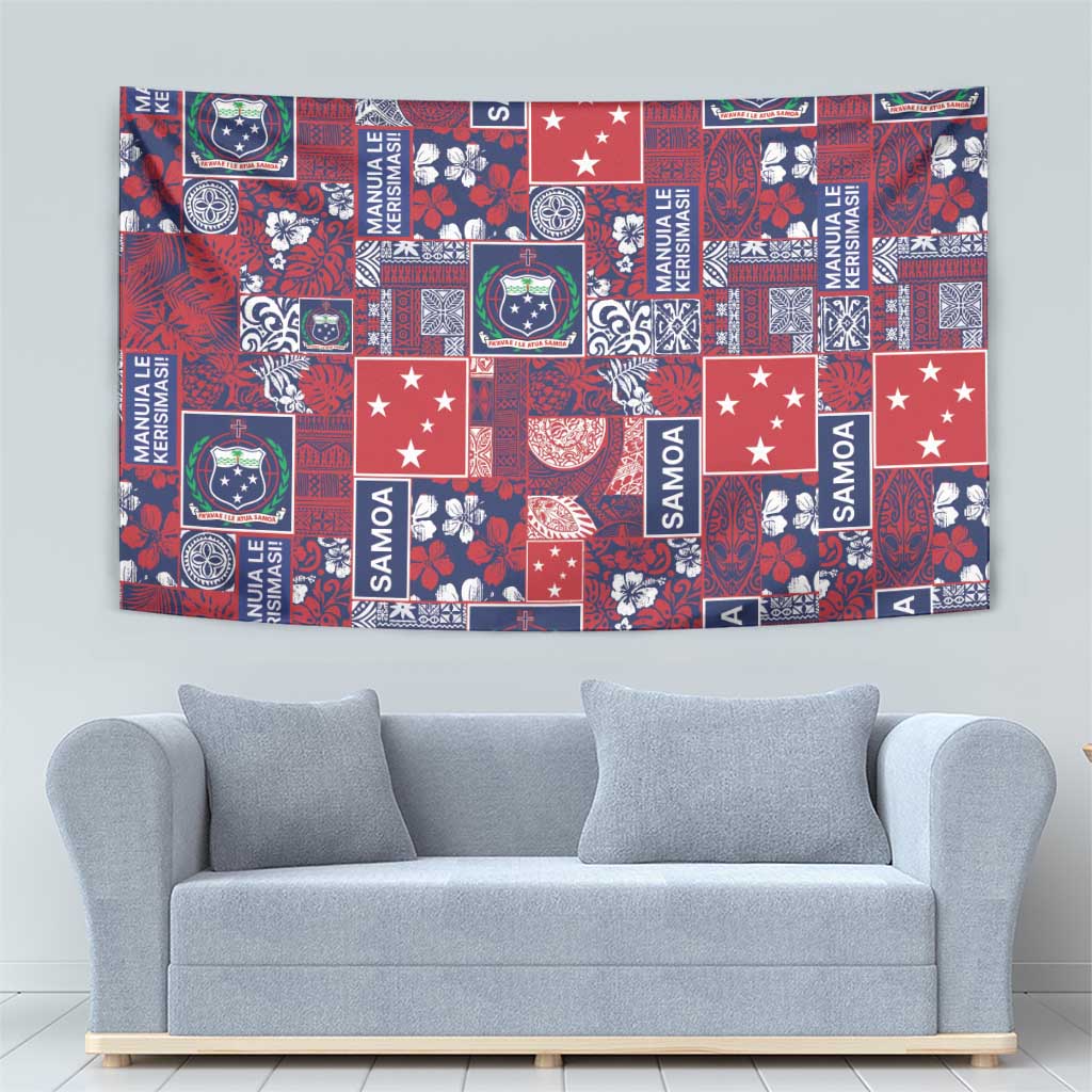 Red Samoa Manuia Le Kerisimasi Tapestry Pacific Patchwork Xmas Vibes LT9 - Polynesian Pride