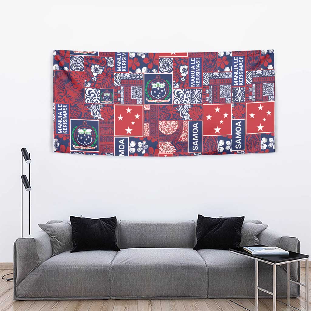Red Samoa Manuia Le Kerisimasi Tapestry Pacific Patchwork Xmas Vibes LT9 - Polynesian Pride