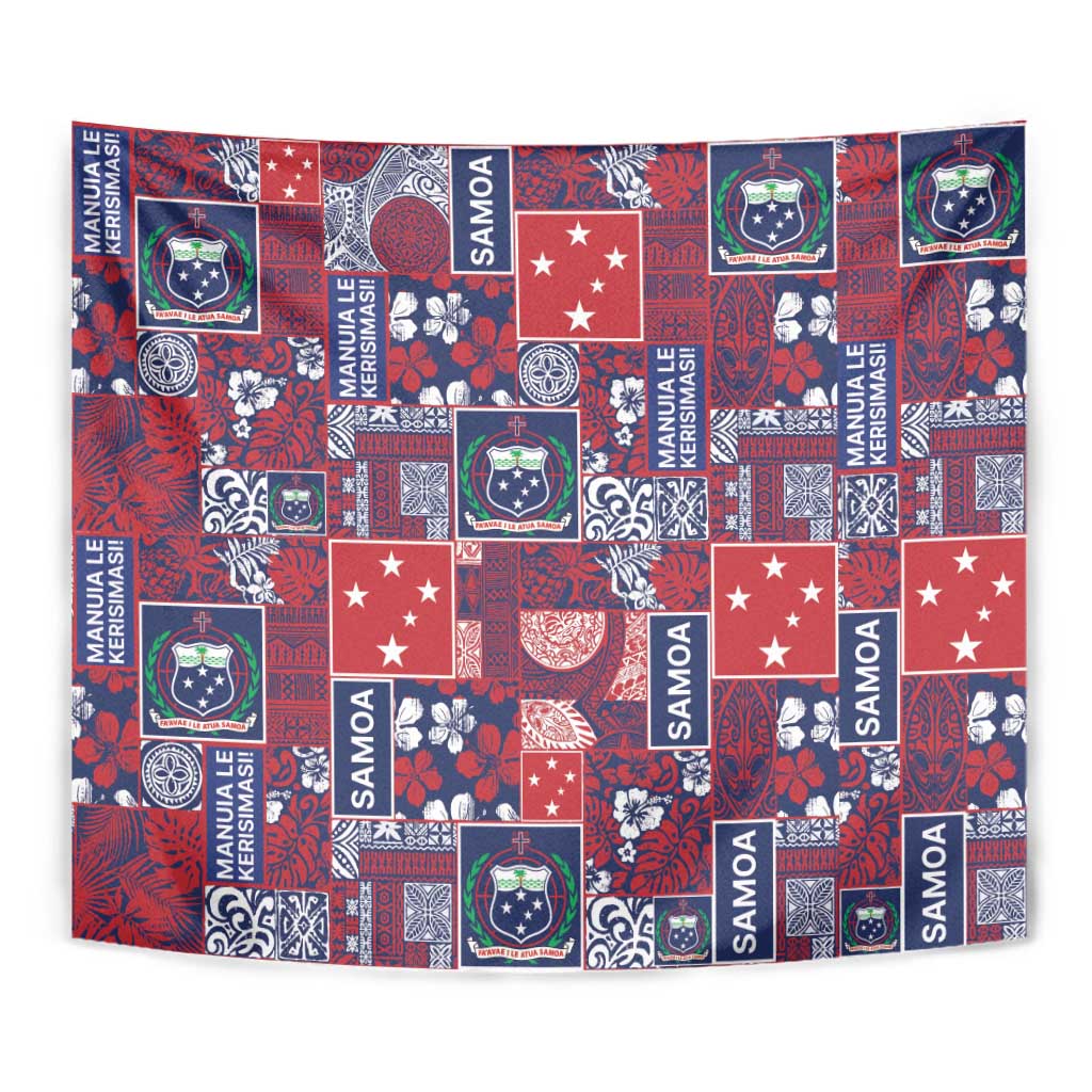 Red Samoa Manuia Le Kerisimasi Tapestry Pacific Patchwork Xmas Vibes LT9 - Polynesian Pride