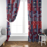 Red Samoa Manuia Le Kerisimasi Window Curtain Pacific Patchwork Xmas Vibes LT9 - Polynesian Pride