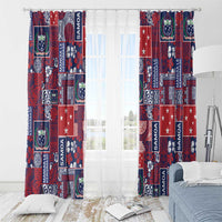 Red Samoa Manuia Le Kerisimasi Window Curtain Pacific Patchwork Xmas Vibes LT9 - Polynesian Pride