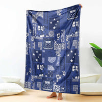 Blue Samoa Manuia Le Kerisimasi Blanket Pacific Patchwork Xmas Vibes - Polynesian Pride