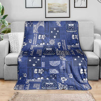 Blue Samoa Manuia Le Kerisimasi Blanket Pacific Patchwork Xmas Vibes - Polynesian Pride
