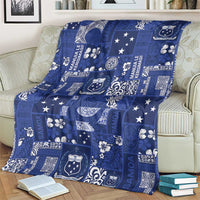 Blue Samoa Manuia Le Kerisimasi Blanket Pacific Patchwork Xmas Vibes - Polynesian Pride
