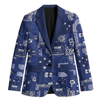 Blue Samoa Manuia Le Kerisimasi Blazer Pacific Patchwork Xmas Vibes - Polynesian Pride