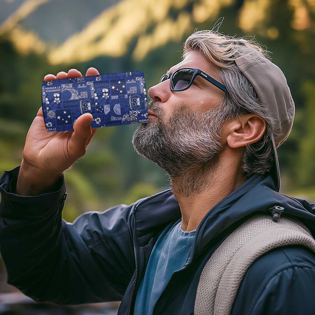 Blue Samoa Manuia Le Kerisimasi 4 in 1 Can Cooler Tumbler Pacific Patchwork Xmas Vibes - Polynesian Pride