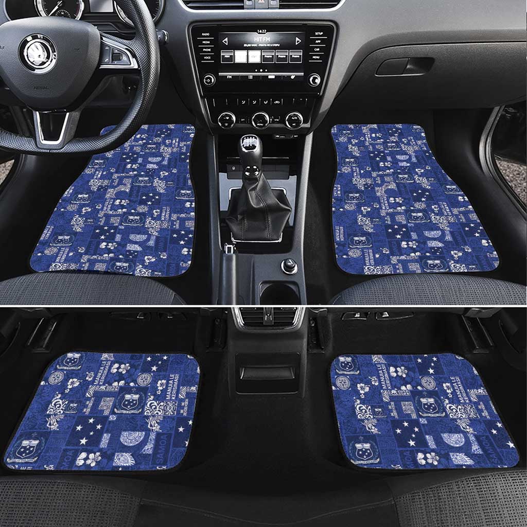 Blue Samoa Manuia Le Kerisimasi Car Mats Pacific Patchwork Xmas Vibes - Polynesian Pride