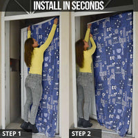 Blue Samoa Manuia Le Kerisimasi Door Cover Pacific Patchwork Xmas Vibes - Polynesian Pride