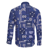 Blue Samoa Manuia Le Kerisimasi Family Matching Long Sleeve Bodycon Dress and Hawaiian Shirt Pacific Patchwork Xmas Vibes - Polynesian Pride