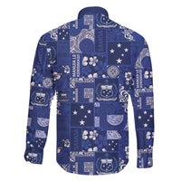 Blue Samoa Manuia Le Kerisimasi Family Matching Short Sleeve Bodycon Dress and Hawaiian Shirt Pacific Patchwork Xmas Vibes - Polynesian Pride