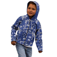 Blue Samoa Manuia Le Kerisimasi Kid Hoodie Pacific Patchwork Xmas Vibes - Polynesian Pride