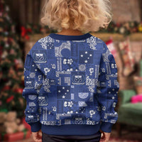 Blue Samoa Manuia Le Kerisimasi Kid Ugly Christmas Sweater Pacific Patchwork Xmas Vibes - Polynesian Pride