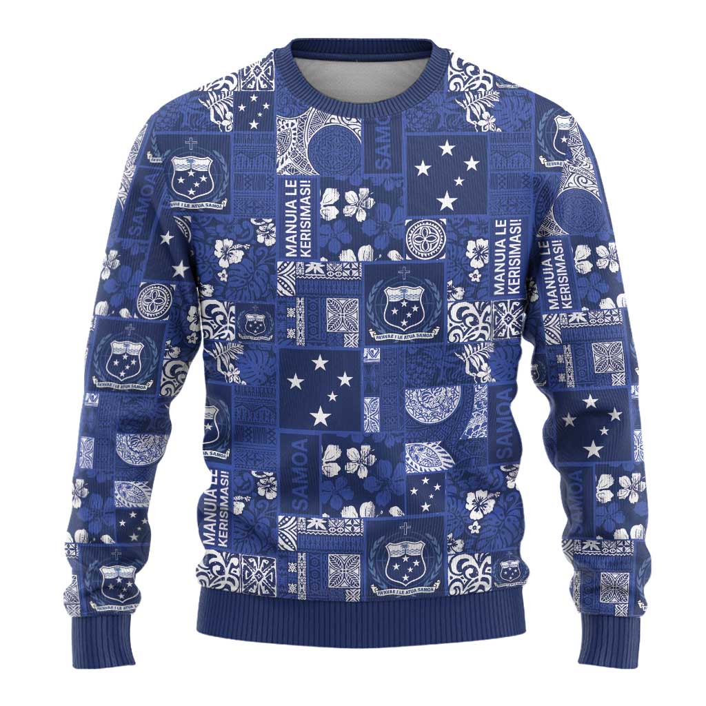 Blue Samoa Manuia Le Kerisimasi Ugly Christmas Sweater Pacific Patchwork Xmas Vibes - Polynesian Pride