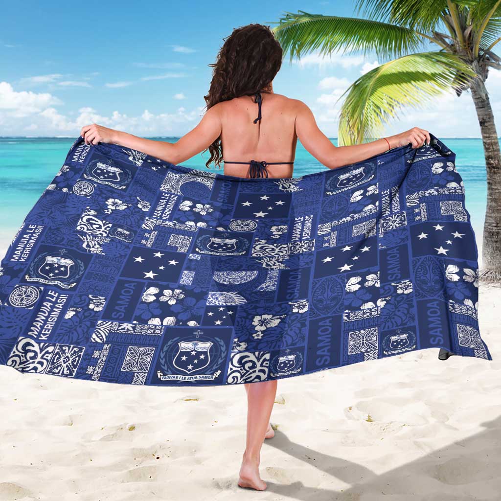 Blue Samoa Manuia Le Kerisimasi Sarong Pacific Patchwork Xmas Vibes LT9 - Polynesian Pride