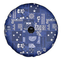 Blue Samoa Manuia Le Kerisimasi Spare Tire Cover Pacific Patchwork Xmas Vibes - Polynesian Pride
