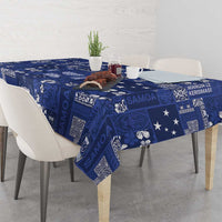 Blue Samoa Manuia Le Kerisimasi Tablecloth Pacific Patchwork Xmas Vibes - Polynesian Pride