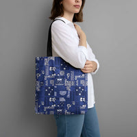 Blue Samoa Manuia Le Kerisimasi Tote Bag Pacific Patchwork Xmas Vibes - Polynesian Pride