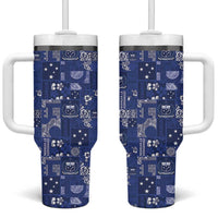 Blue Samoa Manuia Le Kerisimasi Tumbler With Handle Pacific Patchwork Xmas Vibes LT9 One Size: 40 oz Blue - Polynesian Pride