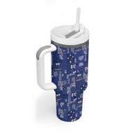 Blue Samoa Manuia Le Kerisimasi Tumbler With Handle Pacific Patchwork Xmas Vibes LT9 - Polynesian Pride