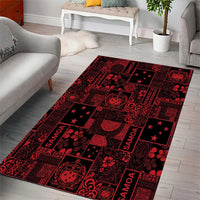 Dark Samoa Manuia Le Kerisimasi Area Rug Pacific Patchwork Xmas Vibes - Polynesian Pride