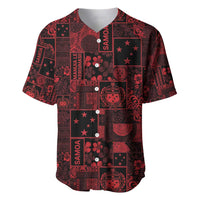 Dark Samoa Manuia Le Kerisimasi Baseball Jersey Pacific Patchwork Xmas Vibes - Polynesian Pride