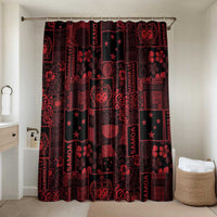 Dark Samoa Manuia Le Kerisimasi Bathroom Set Pacific Patchwork Xmas Vibes - Polynesian Pride