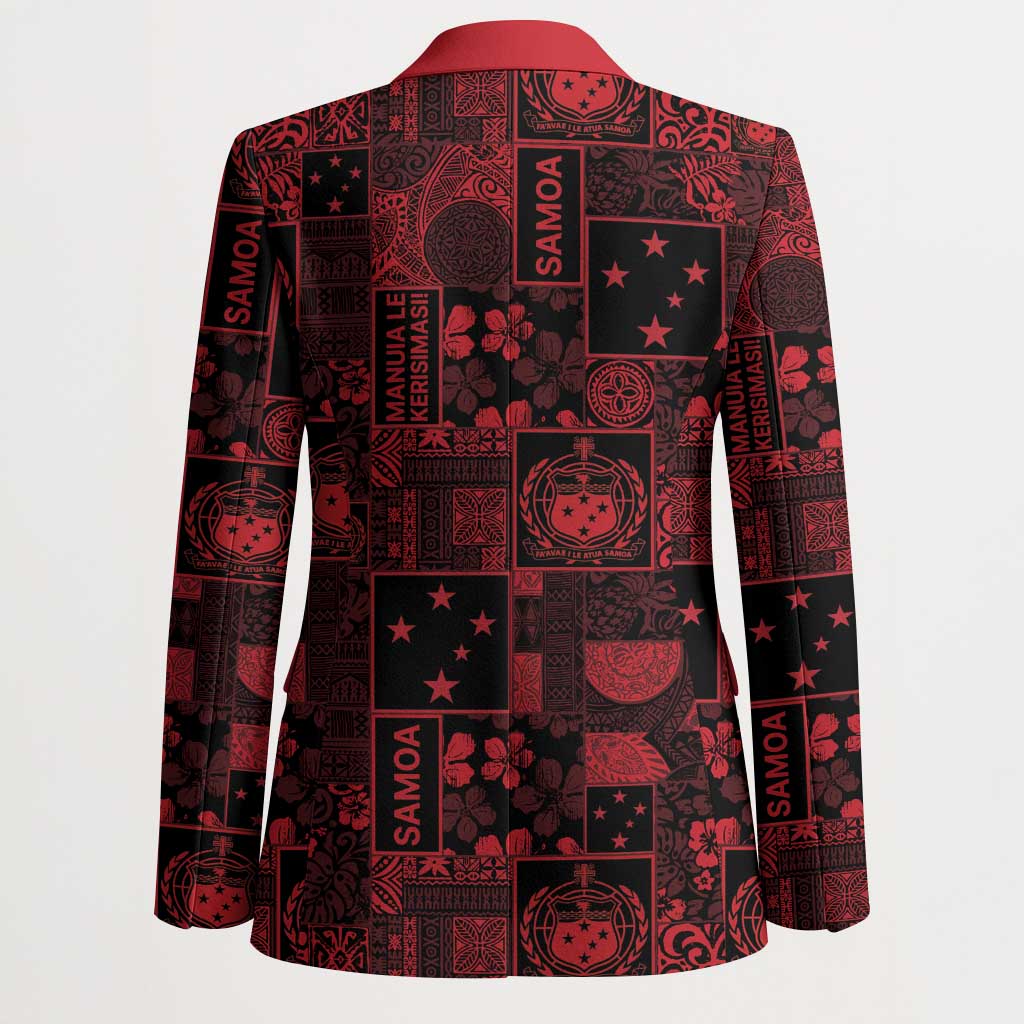 Dark Samoa Manuia Le Kerisimasi Blazer Pacific Patchwork Xmas Vibes - Polynesian Pride