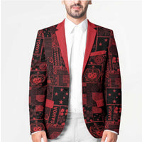 Dark Samoa Manuia Le Kerisimasi Blazer Pacific Patchwork Xmas Vibes - Polynesian Pride