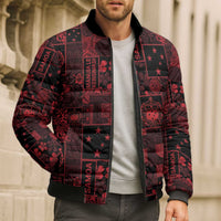 Dark Samoa Manuia Le Kerisimasi Bomber Puffer Jacket Pacific Patchwork Xmas Vibes - Polynesian Pride