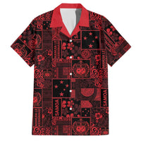 Dark Samoa Manuia Le Kerisimasi Family Matching Off The Shoulder Long Sleeve Dress and Hawaiian Shirt Pacific Patchwork Xmas Vibes - Polynesian Pride