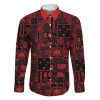 Dark Samoa Manuia Le Kerisimasi Family Matching Off The Shoulder Long Sleeve Dress and Hawaiian Shirt Pacific Patchwork Xmas Vibes - Polynesian Pride