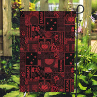 Dark Samoa Manuia Le Kerisimasi Garden Flag Pacific Patchwork Xmas Vibes - Polynesian Pride