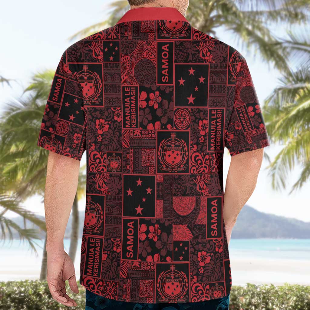 Dark Samoa Manuia Le Kerisimasi Hawaiian Shirt Pacific Patchwork Xmas Vibes - Polynesian Pride