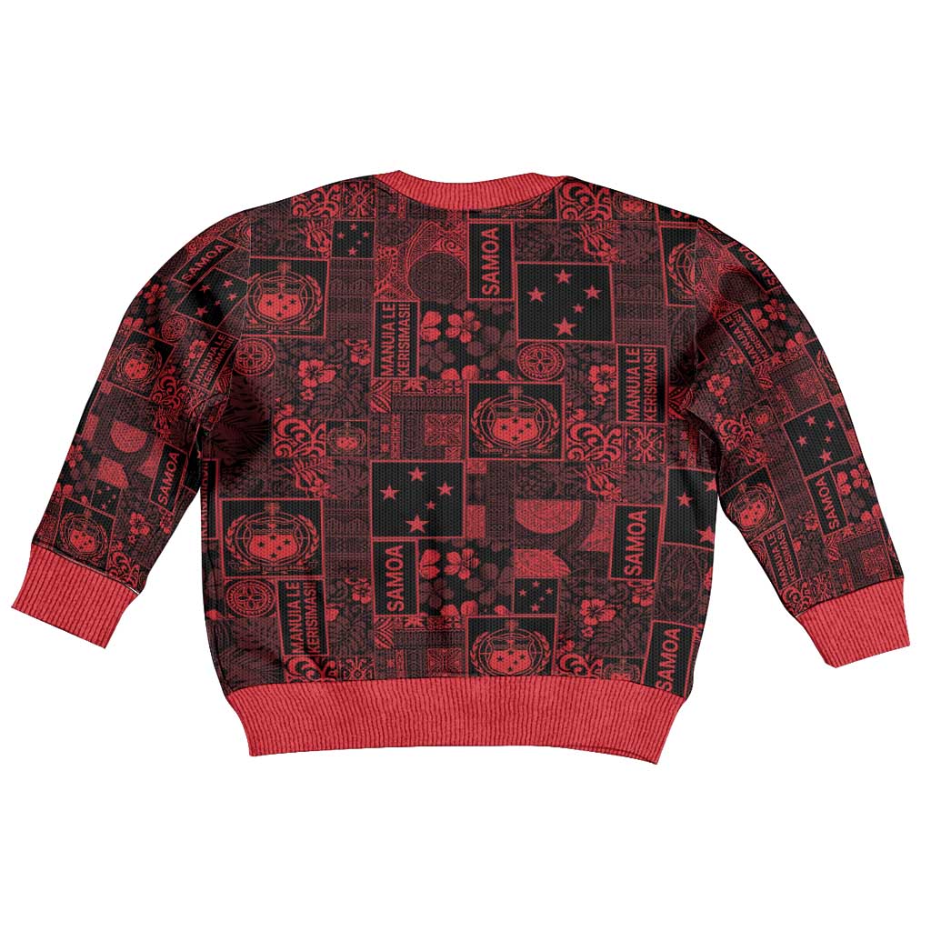 Dark Samoa Manuia Le Kerisimasi Kid Ugly Christmas Sweater Pacific Patchwork Xmas Vibes - Polynesian Pride