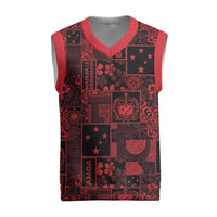 Dark Samoa Manuia Le Kerisimasi Christmas Knitted V-Neck Vest Pacific Patchwork Xmas Vibes - Polynesian Pride