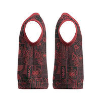 Dark Samoa Manuia Le Kerisimasi Christmas Knitted V-Neck Vest Pacific Patchwork Xmas Vibes - Polynesian Pride