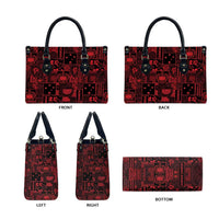 Dark Samoa Manuia Le Kerisimasi Leather Bag Pacific Patchwork Xmas Vibes - Polynesian Pride