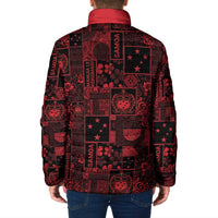 Dark Samoa Manuia Le Kerisimasi Padded Jacket Pacific Patchwork Xmas Vibes - Polynesian Pride