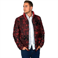 Dark Samoa Manuia Le Kerisimasi Padded Jacket Pacific Patchwork Xmas Vibes - Polynesian Pride