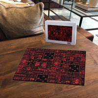 Dark Samoa Manuia Le Kerisimasi Puzzle Pacific Patchwork Xmas Vibes - Polynesian Pride