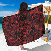 Dark Samoa Manuia Le Kerisimasi Sarong Pacific Patchwork Xmas Vibes LT9 One Size 44 x 66 inches Red - Polynesian Pride