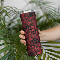 Dark Samoa Manuia Le Kerisimasi Skinny Tumbler Pacific Patchwork Xmas Vibes - Polynesian Pride