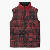 Dark Samoa Manuia Le Kerisimasi Sleeveless Puffer Jacket Pacific Patchwork Xmas Vibes - Polynesian Pride